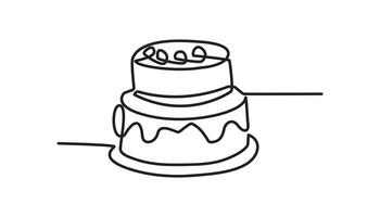 cake continuous one line drawing vector