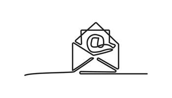 email icon continuous one line drawing techonology vector