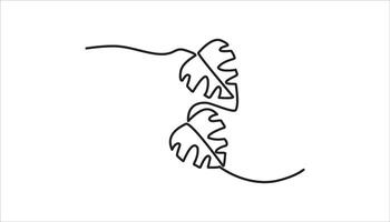 monstera leaf continuous one line drawing vector