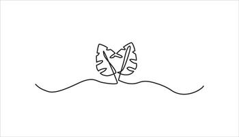 monstera leaf continuous one line drawing minimalist vector