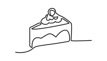 cake continuous one line drawing slice of cake vector