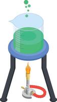 Chemistry Lab Setup with Beaker and Bunsen Burner vector