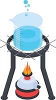 Boiling Water in Beaker on Bunsen Burner vector