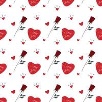 Seamless background for wrapping and textile. Love seamless pattern with hearts and roses. vector