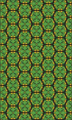 a green and yellow pattern with a geometric design