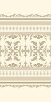 Glorious Golden Silk Weaves Embroidery Royal Classy Scroll Ornament on Beige Background. Opulence Nature Leaves and Floral Petals Elaborate Rich Border Pattern for Elegant Textile Design Fabric vector