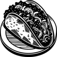 A black and white drawing of a taco vector