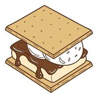 S'mores with chocolate and marshmallow vector
