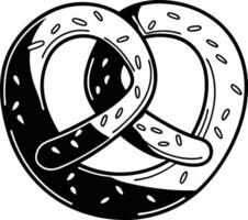 A black and white drawing of a pretzel vector