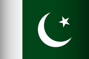 National flag of Pakistan. Green background with white stripe crescent and star vector