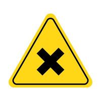 Cross, stop sign. Danger, warning cross icon with yellow triangle symbol vector
