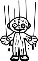 Creepy puppet icon in hand drawn style vector