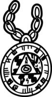 Cursed amulet icon in sketchy style vector