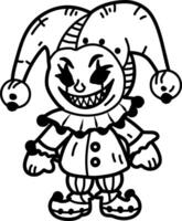 A hand drawn icon of an evil jester vector