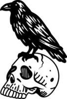 Raven skull icon in hand drawn style vector