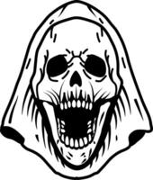 Screaming skull icon in hand drawn style vector