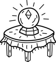 Witch crystal ball on a table, icon in sketchy style vector