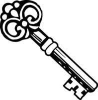 A sketchy icon of a skeleton key vector