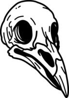 A sketchy icon of a crow skull vector