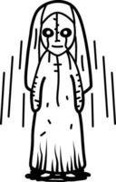 A sketchy style icon of creepy nun character vector