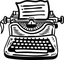 Antique typewriter icon in doodle style vector