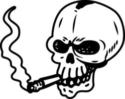 A doodle style icon of a smoking skull vector