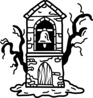 A sketchy icon of haunted bell tower vector