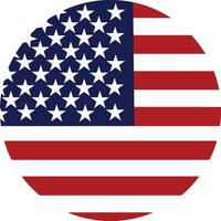 Circular USA Flag Icon with Red and Blue vector