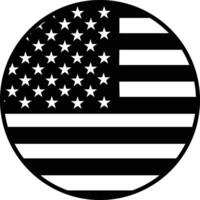 Circle button Icon of national flag of The United States of America with Silhouette vector