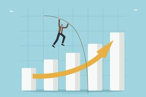 Man with pole vault jumps to top of chart vector