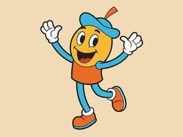 Funny happy cartoon cheering in off white background vector
