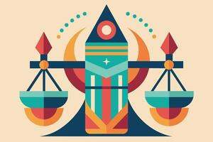 Craft an abstract icon that symbolizes balance between tradition and modernity vector