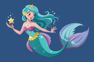 A whimsical mermaid with a sparkling tail vector
