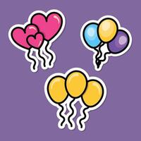 illustration of several types of balloons heart and circle shape balloon vector