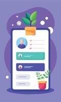 Chatting application mobile ui interface illustration with security vector
