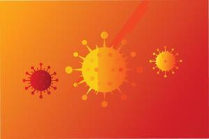 smooth gradient background transitioning from deep red to bright orange overlaid with subtle silhouettes of hmpv virus particles for modern look clipart vector