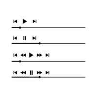 Set of music player icons on a white background. music media element design black base color. Basic element design illustration with music player theme vector
