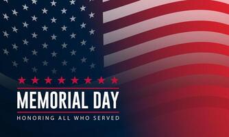 Memorial day background design with honoring all who served text and red blue background vector