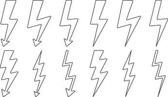 Lightning bolt icons set vector