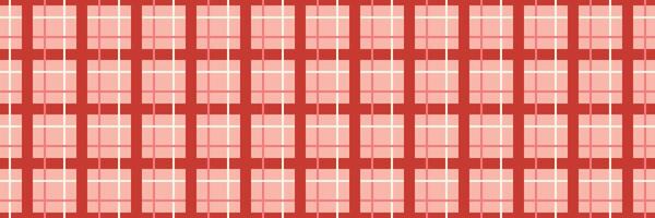 Minimalist Plaid Seamless Pattern in Red and Pink with Symmetrical Lines Endless texture for textile, wallpaper, wrapping paper, fabric, packaging Horizontal long banner Valentine's Day vector