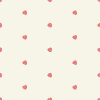 Simple Polka Dot Heart Seamless Pattern on a Cream Background Endless texture for textile, wallpaper, wrapping paper, fabric, packaging Valentine's Day vector