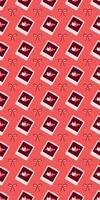Polaroid Heart and Bow Pattern on Coral Red Background Valentines Day seamless pattern Vertical social media stories reels design element, 14 February and anniversary. Vertical poster vector