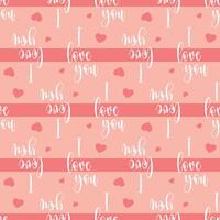 Playful Seamless Pattern with I Love You Calligraphy and Hearts on Peach Background Endless texture for textile, wallpaper, wrapping paper, fabric, packaging Valentine's Day vector