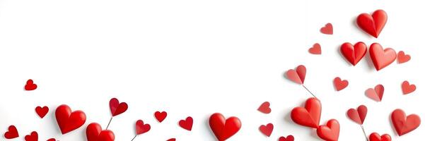 Red Hearts Scattered White Background Romantic Valentine Design photo