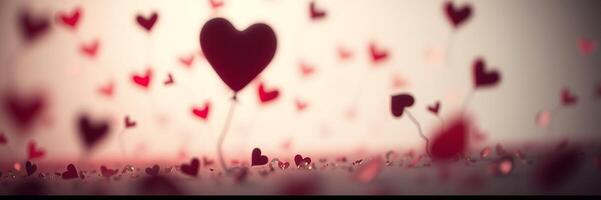 Red Heart Balloons Floating Romantic Soft Background photo