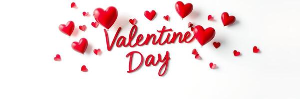 Red Heart Balloons Valentines Day Festive Design White Background photo