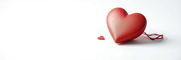 Red Heart Shaped Ornament Minimalist White Background Design photo