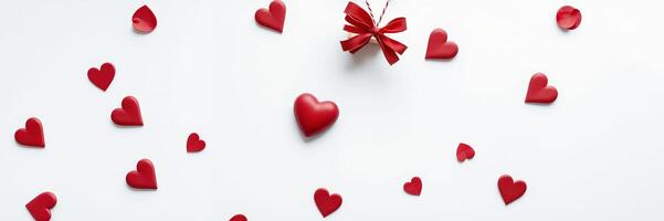 Red Hearts Scattered Gift Valentines Day Festive Design photo
