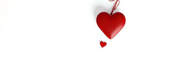 Red Hearts Minimalist Valentine Design White Background photo