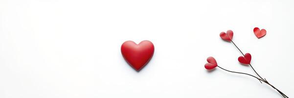 Red Hearts Minimalist Valentine Design White Background Simple Romance photo